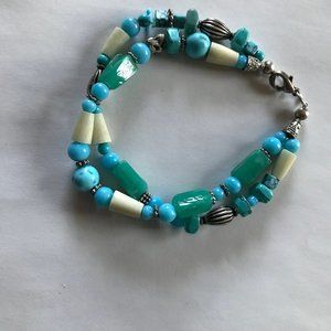 turquoise bracelet 2 strands HAndmade